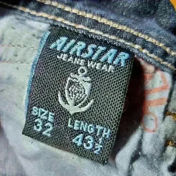 90s rocker Airstar high rise jeans with  metal hardware, big pockets & zippers - Picture 4 of 16